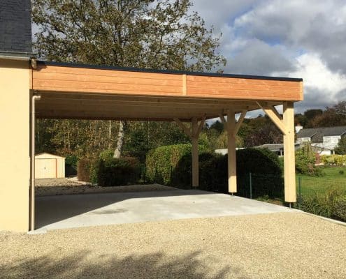 Carport bois accolé toit plat